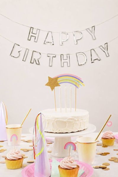 Бумажная гирлянда "Happy Birthday" серебряная (M40134) M40134 фото