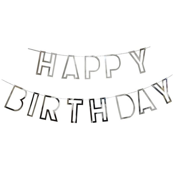 Паперова гірлянда "Happy Birthday" срібна (M40134) M40134 фото