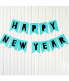 Новогодняя гирлянда из флажков "Happy New Year" бирюзовая N-105 фото