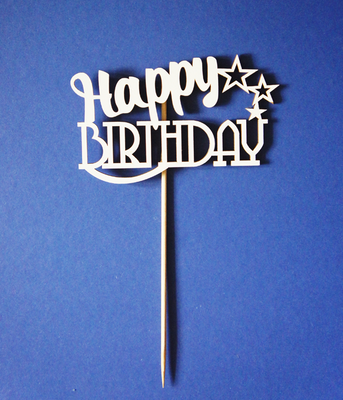 Дерев'яний топер для торта "Happy birthday" (T-99) T-99 фото