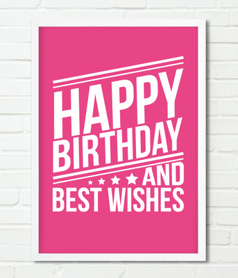 Декор-постер для прикраси дня народження "Happy Birthday and best wishes" (02344) 02344 фото