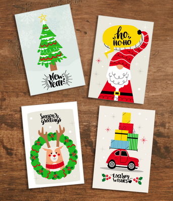 Набор стильных красочных новогодних мини-открыток 4 шт (40-2290) 40-2290 фото