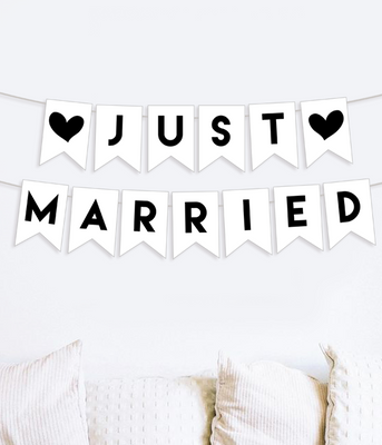 Бумажная гирлянда на свадьбу "Just married" (02229) 02229 фото
