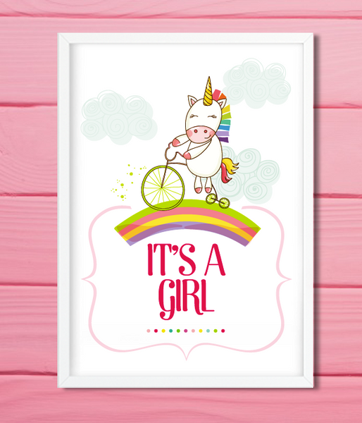 Декор-постер с единорогом для baby shower "Unicorn" 2 размера (02937) 02937 (А4) фото