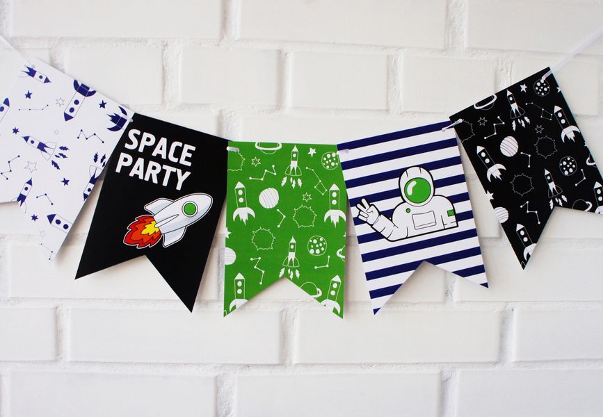 Паперова гірлянда "SPACE PARTY" (12 прапорців) SPACE-1 фото