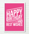 Декор-постер для прикраси дня народження "Happy Birthday and best wishes" (02344)