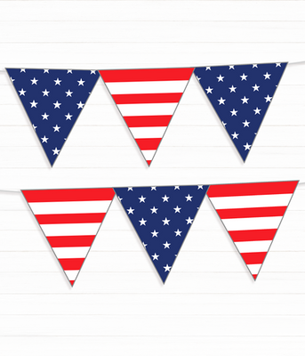 Гірлянда з прапорців для американської вечірки "Stars and stripes" 12 прапорців (03136) 03136 фото