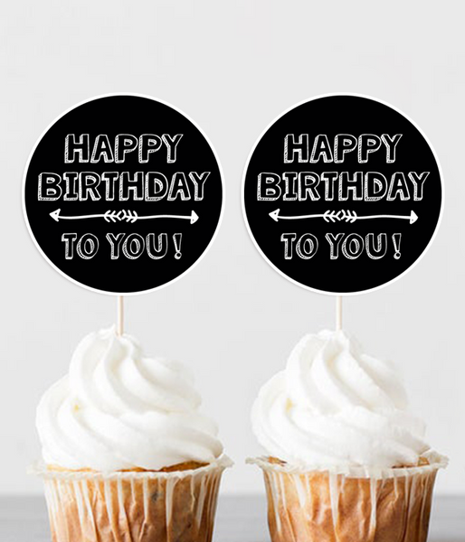 Топперы для капкейков "Happy Birthday to you!" 10 шт (02732) 02732 фото