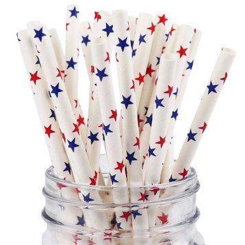 Бумажні трубочки Blue red stars (10 шт.) straws-85 фото