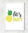 Постер для літньої вечірки з ананасом "Let's party" 2 розміри (022178)