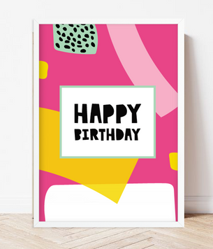 Постер с оригинальным дизайном на день рождения "Happy Birthday!" 2 размера (02096) 02096 фото