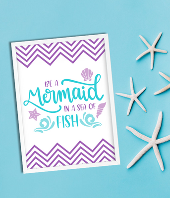 Постер для украшения праздника "Be a Mermaid in a sea of fish" M01 фото