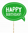 Фотобутафория на день рождения - табличка "Happy Birthday" зеленая (02110)