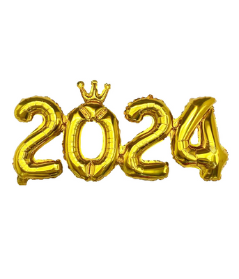 Новорічна повітряна куля-напис золота "2024" 45х100 см (NY70072) NY70072 фото