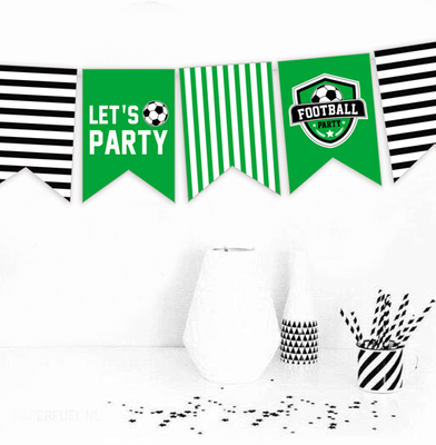 Гирлянда-флажки для прикрашання футбольної вечірки "FOOTBALL PARTY" (12 флажків) F70074 фото