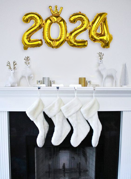 Новогодний воздушный шар-надпись золотой "2024" 45х100 см (NY70072) NY70072 фото