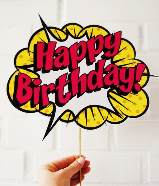 Фотобутафорія на день народження - табличка "Happy Birthday" комікс (03270) 03270 фото