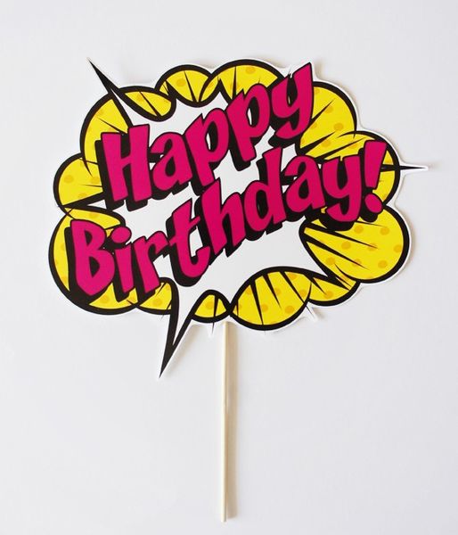 Фотобутафория на день рождения - табличка "Happy Birthday" комикс (03270) 03270 фото
