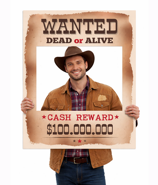 Рамка для фотосессии на вечеринке Дикий Запад "Wanted" 100x77 см (W3970) W3970 фото
