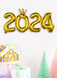 Новогодний воздушный шар-надпись золотой "2024" 45х100 см (NY70072) NY70072 фото 3