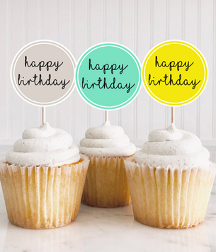 Топпери для капкейків "Happy Birthday" 10 шт (02399) 02399 фото