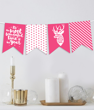 Новогодняя гирлянда из флажков Pink deer (12 флажков) 02173_R56 фото