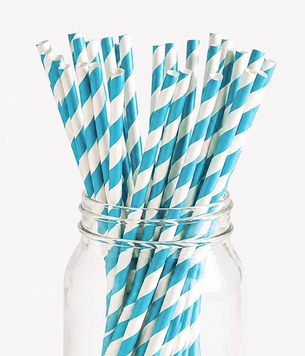 Бумажні трубочки Blue white stripes (10 шт.) straws-31 фото