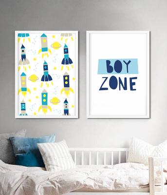Набір із двох постерів для дитячої кімнати "BOY ZONE" 2 розміри (01794) 01794 фото