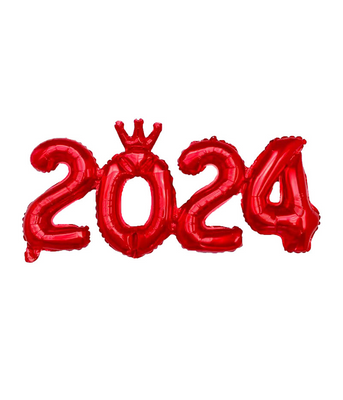 Новогодний воздушный шар-надпись красный "2024" 45х100 см (NY70073) NY70073 фото