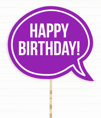 Фотобутафорія на день народження - табличка "Happy Birthday" фіолетова (02980) 02980-1 фото