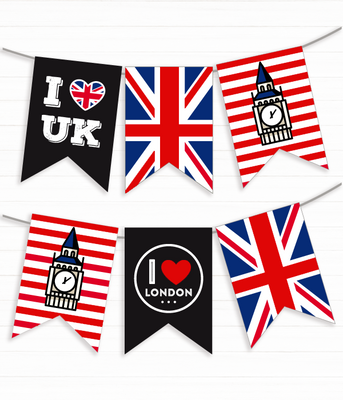 Гірлянда для вечірки у стилі Лондон 12 прапорів (L-207) L-207 (1) фото
