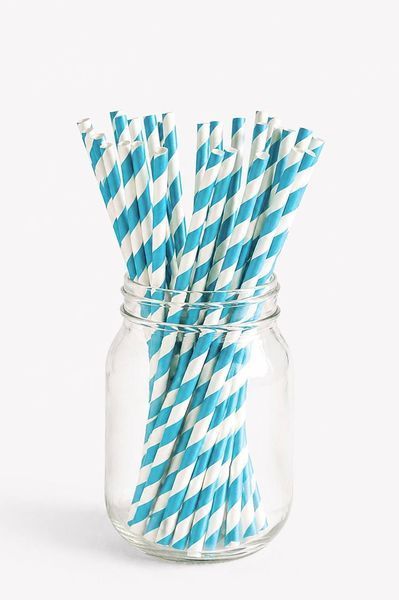 Бумажные трубочки "Blue white stripes" (10 шт.) straws-31 фото