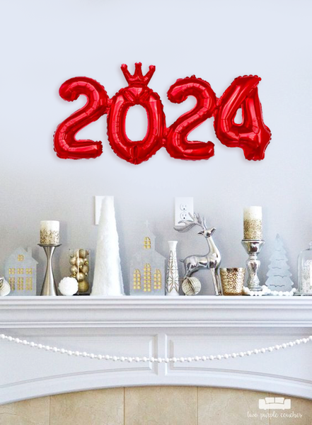 Новогодний воздушный шар-надпись красный "2024" 45х100 см (NY70073) NY70073 фото