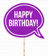Фотобутафорія на день народження - табличка "Happy Birthday" фіолетова (02980)