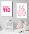 Набір із двох постерів для дитячої кімнати дівчинки "Dream BIG" 2 розміри (01782)