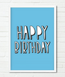 Постер "Happy Birthday!" голубой 2 размера без рамки (02103)