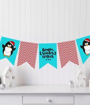 Новогодняя гирлянда из флажков "Пингвин" 8 флажков (02175) 02175 фото
