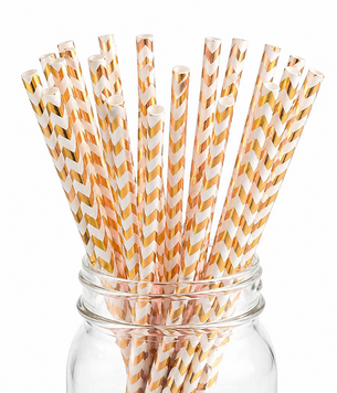Паперові трубочки "Gold Chevron" (10 шт.) straws-36 фото