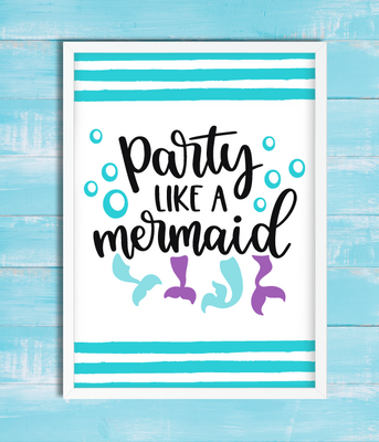 Постер для украшения праздника "Party like a Mermaid" M03 фото