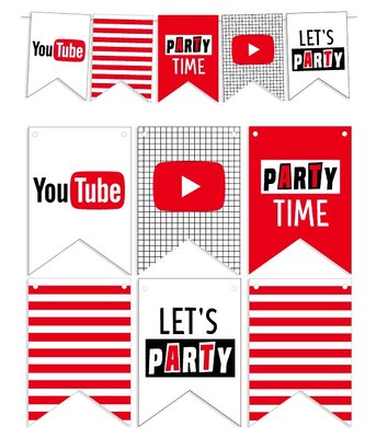 Бумажная гирлянда "YouTube Party" (12 флажков) Y51 фото