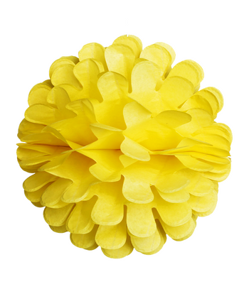 Бумажний шарик-помпон жовтий 30 см. 020012 фото