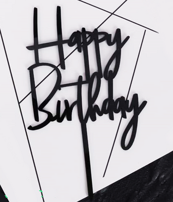 Топпер для торта "Happy birthday" чорний (T-1134) T-1134 фото