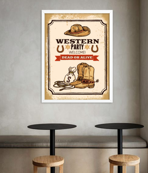 Постер для вечеринки вестерн "Western Party" 2 размера без рамки (W2094) W2094 (A3) фото