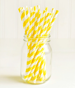 Бумажные трубочки для "Yellow white stripes" 10 шт (02644) 02644 фото