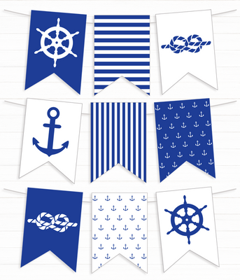 Паперова гірлянда з прапорців у морському стилі 10 прапорців (01951) 01951 фото