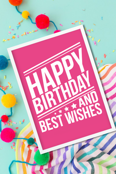 Декор-постер для прикраси дня народження "Happy Birthday and best wishes" (02344) 02344 (А3) фото