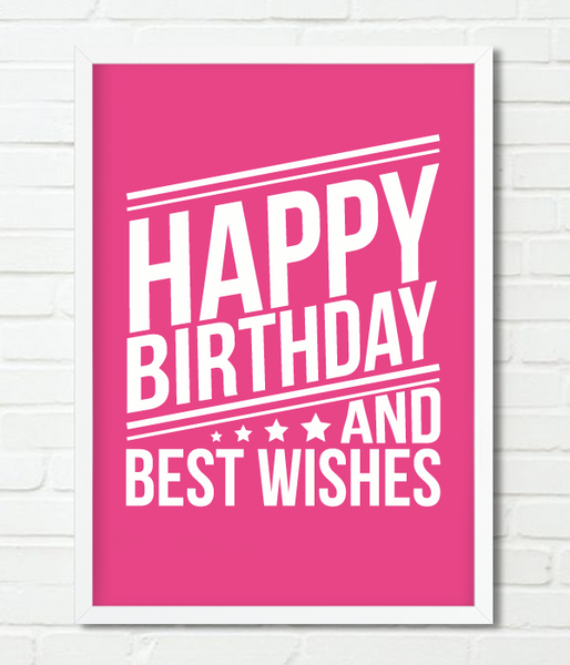 Декор-постер для прикраси дня народження "Happy Birthday and best wishes" (02344) 02344 (А3) фото