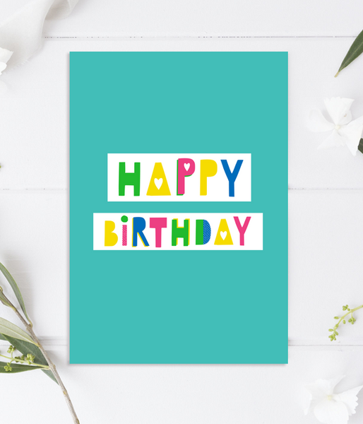 Поздравительная открытка на день рождения с оригинальными буквами "Happy birthday!" 02190 фото
