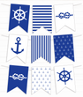 Паперова гірлянда з прапорців у морському стилі 10 прапорців (01951)