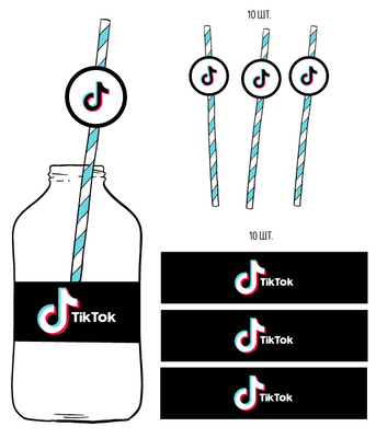 Набір наклейок на пляшки та трубочок "TIK TOK" (T105) T105 фото